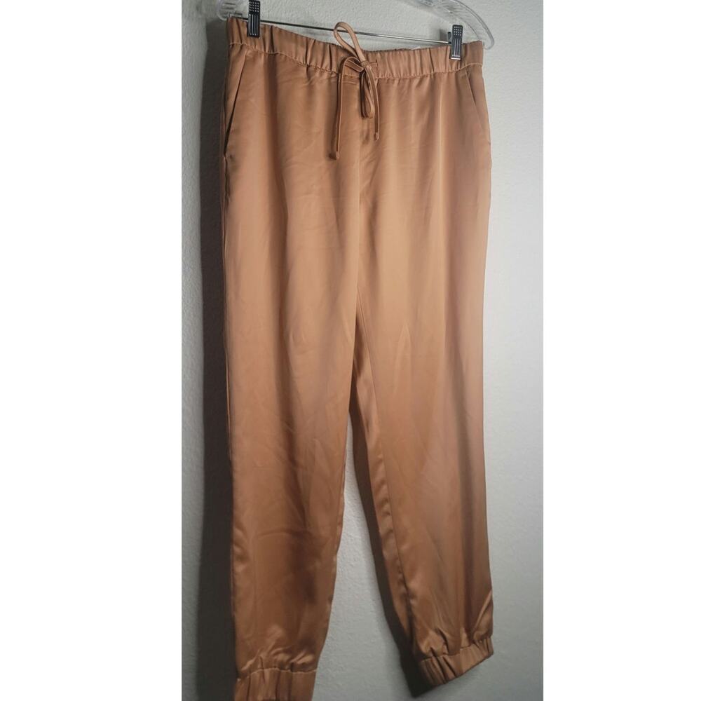 Banana Republic Peach Copper Satin Drawstring Jogger Pants Women's Size Small